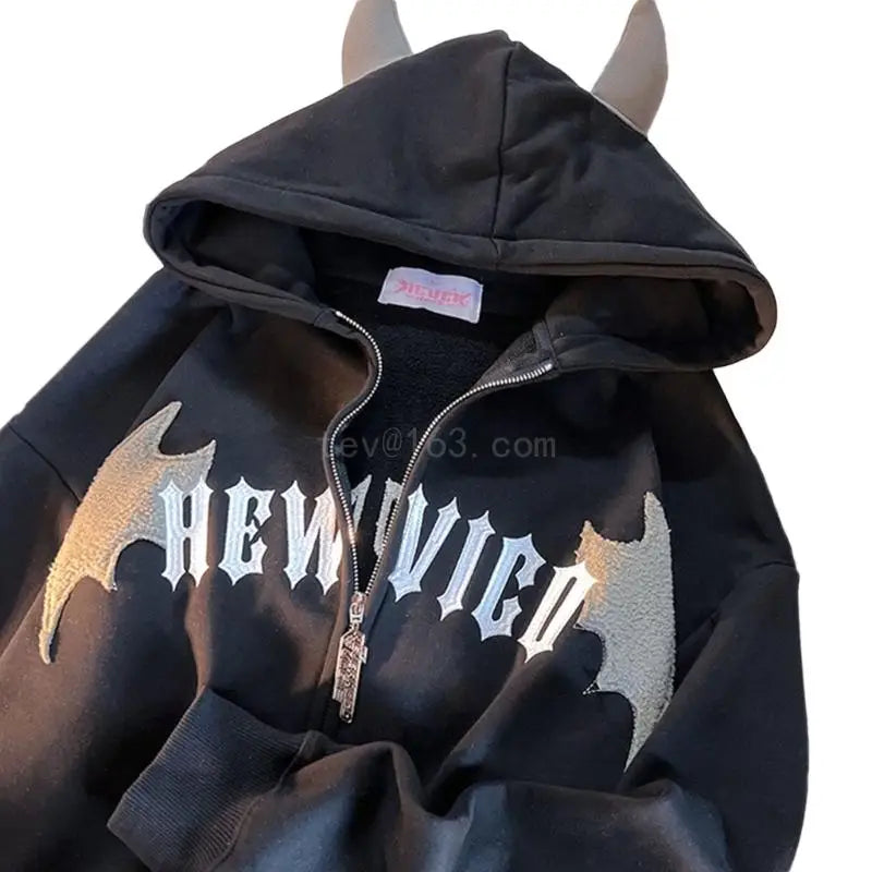 Stylish Devil Horn Lightweight Loose Long Sleeve Hoodie