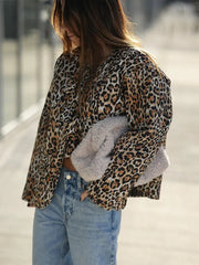 Leopard Print Lace Long Sleeved Quilted Casual Fashion Coats