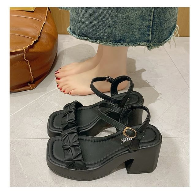 Ankle Strap Chunky Heel Sandals