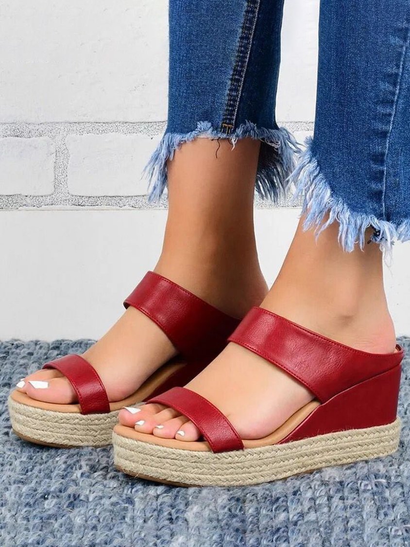 Beach vacation Straw Wedges Sandals QAS6