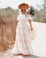 Above The Clouds Off The Shoulder Maxi Dress