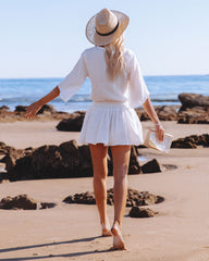 Always A Good Time Cotton Smocked Drape Dress - White