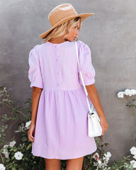 Amber Cotton Pocketed Puff Sleeve Dress - Lavender