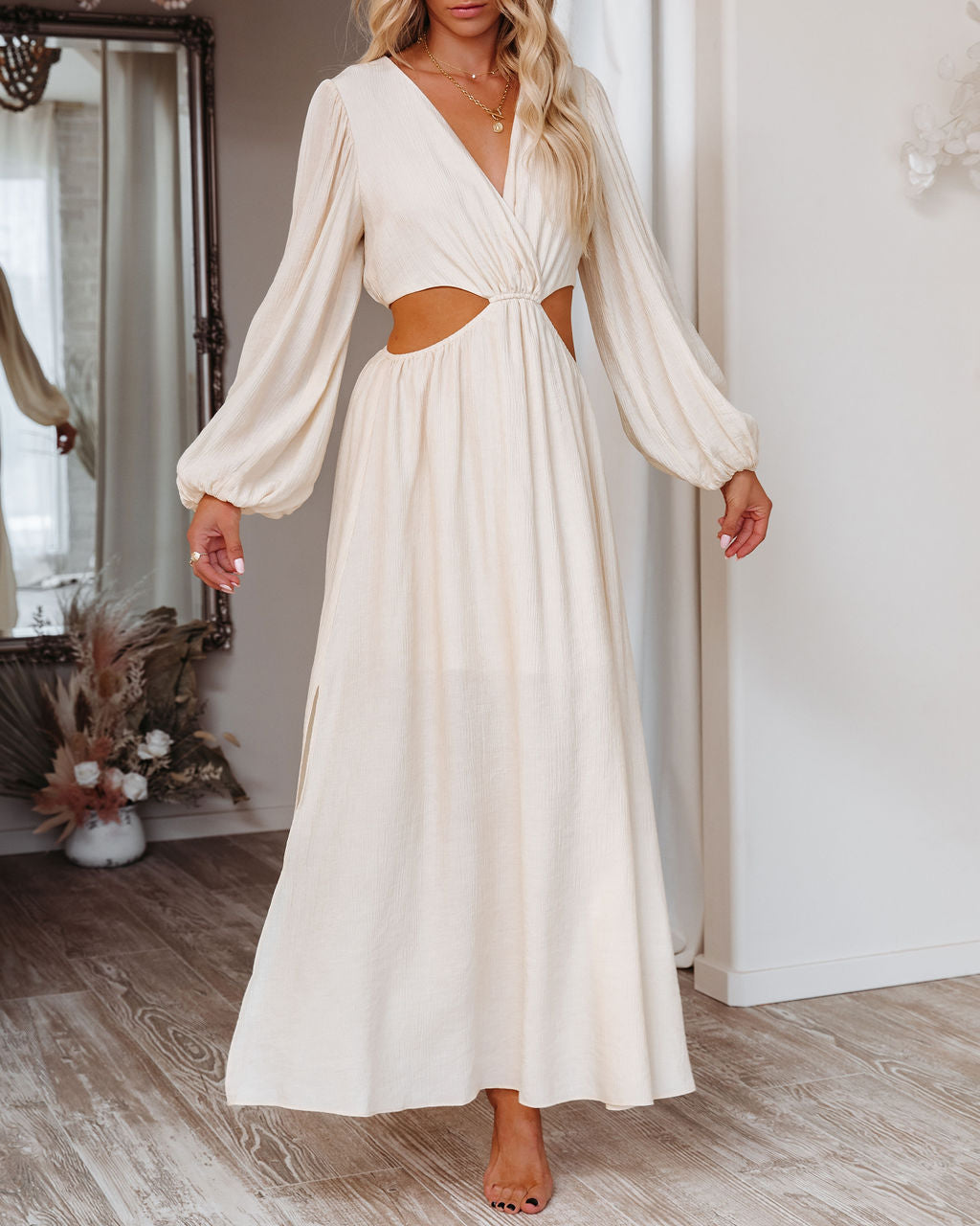 Amora Long Sleeve Cutout Maxi Dress - FINAL SALE