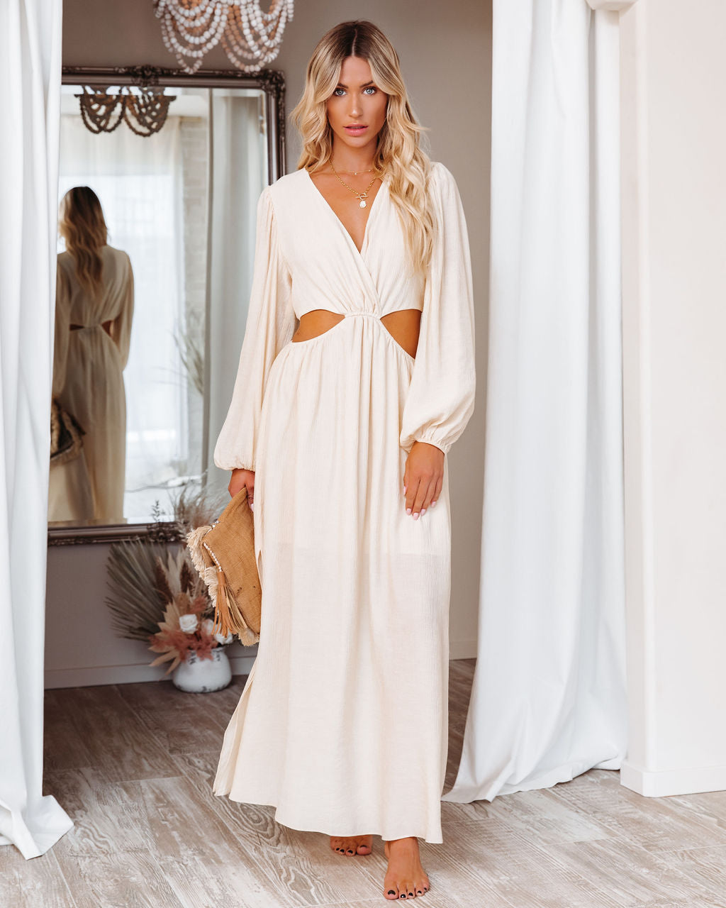 Amora Long Sleeve Cutout Maxi Dress - FINAL SALE