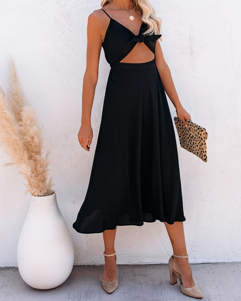 Anaya Cutout Midi Dress - Black - FINAL SALE