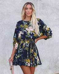 Beautiful Botanicals Rope Tie Ruffle Dress