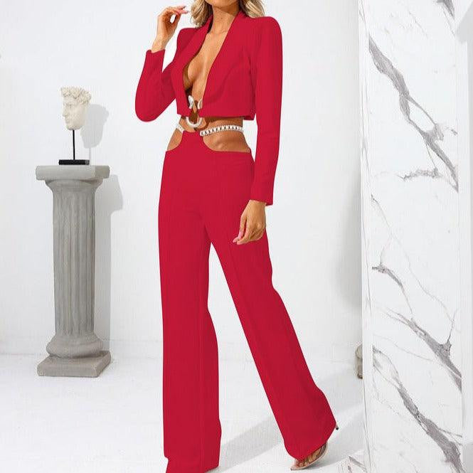 Hadley Long Sleeve Open Front Top & Long Flare Pants