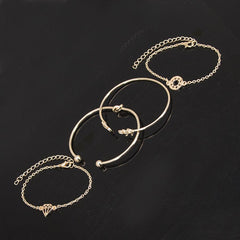 Halle 4 Pcs Bohemian Leaves Knot Round Chain Gold Bracelet Set