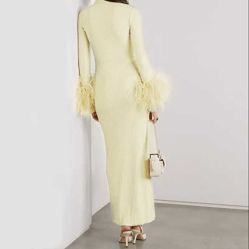 Hannah Long Sleeve Collared Rib Maxi Dress