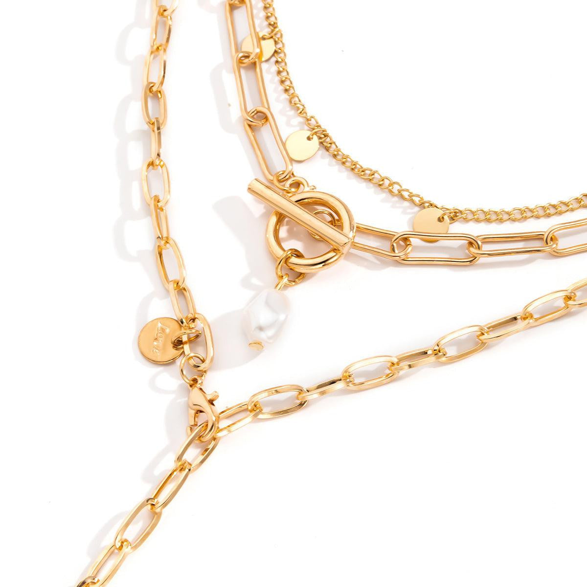 Hattie Link Chain Pearl Necklace