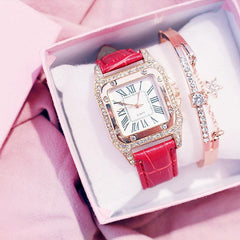 Hillary Embellished Rhinestone Watch & Bracelet Set