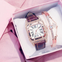 Hillary Embellished Rhinestone Watch & Bracelet Set