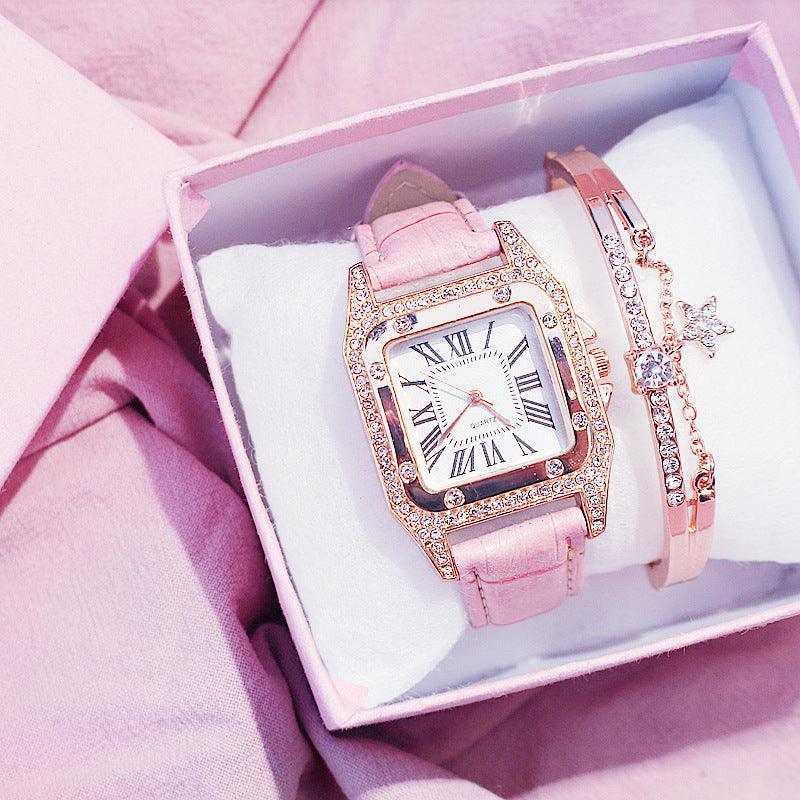 Hillary Embellished Rhinestone Watch & Bracelet Set