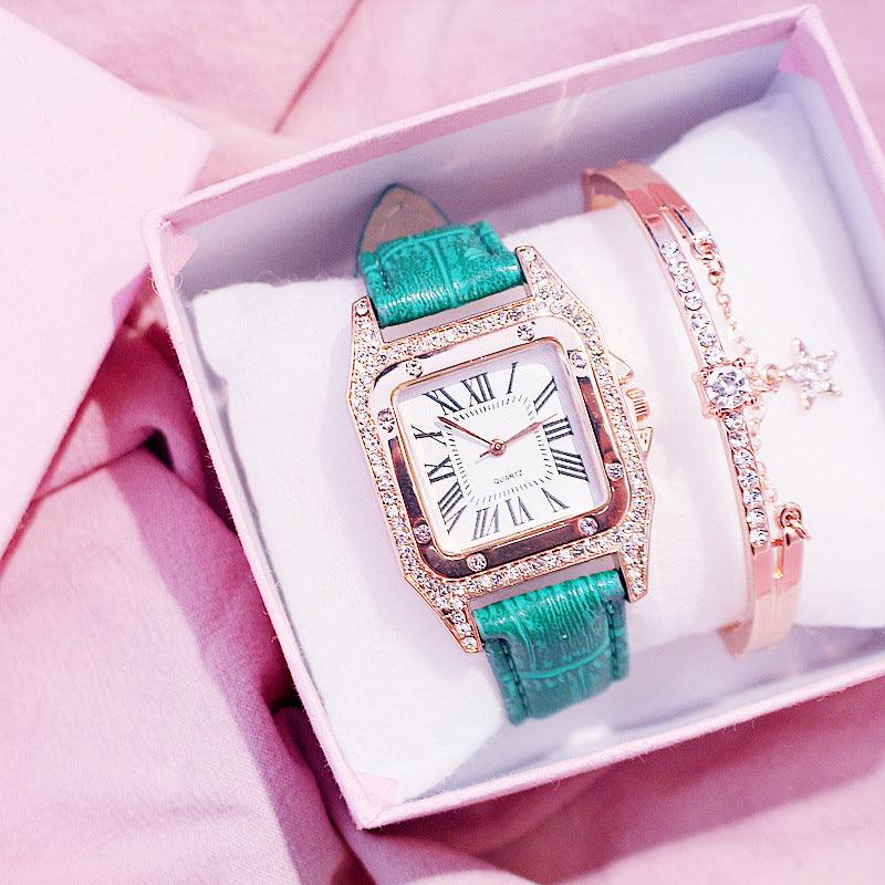 Hillary Embellished Rhinestone Watch & Bracelet Set