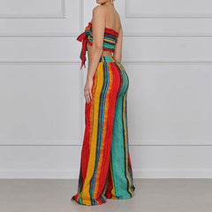 Ivy Multi-color Strapless Top & Wide Pants Set