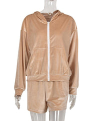 Jamila Velvet Zip Up Jacket & Mini Shorts Set