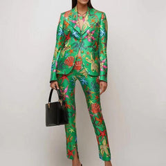 Joana Allover Print Blazer Top & Pants Set