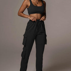 Joana Solid Tank Top & Cargo Jogger Pants Set