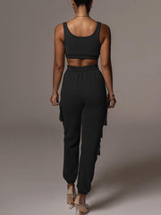 Joana Solid Tank Top & Cargo Jogger Pants Set