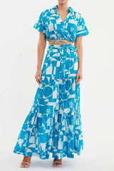 Joyce Short Sleeve Crop Top & Maxi Skirt Set