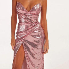 Julieta Strapless Sequined Evening Dress