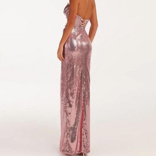 Julieta Strapless Sequined Evening Dress