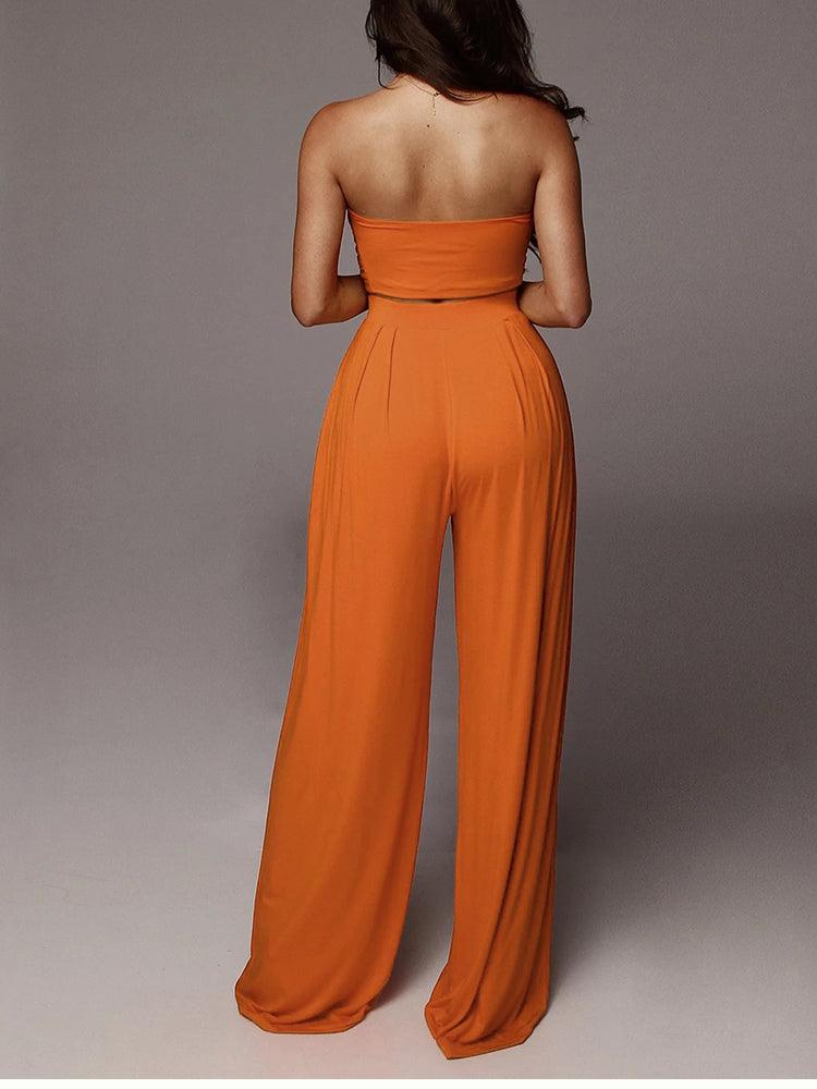 Julieth Strapless Top & Wide Pants Set