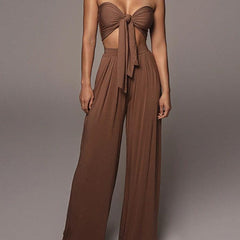 Julieth Strapless Top & Wide Pants Set