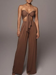 Julieth Strapless Top & Wide Pants Set