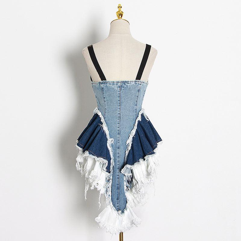 Kaliyah Irregular Mini Denim Dress