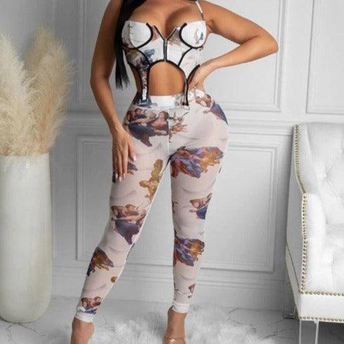 Laura Allover Print corset Set