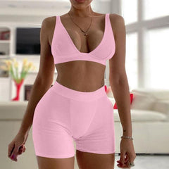 Lydia Bralette Top & High Waist Mini Shorts Set