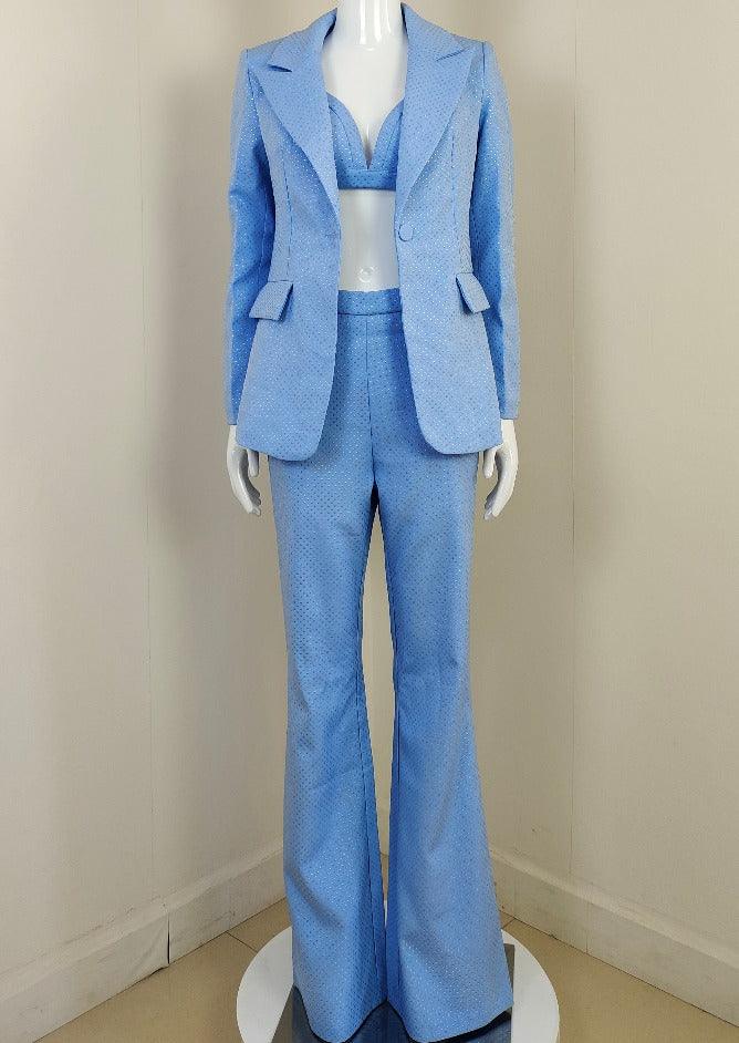 Margie Three Piece Bralette & Blazer Top With Long Pants