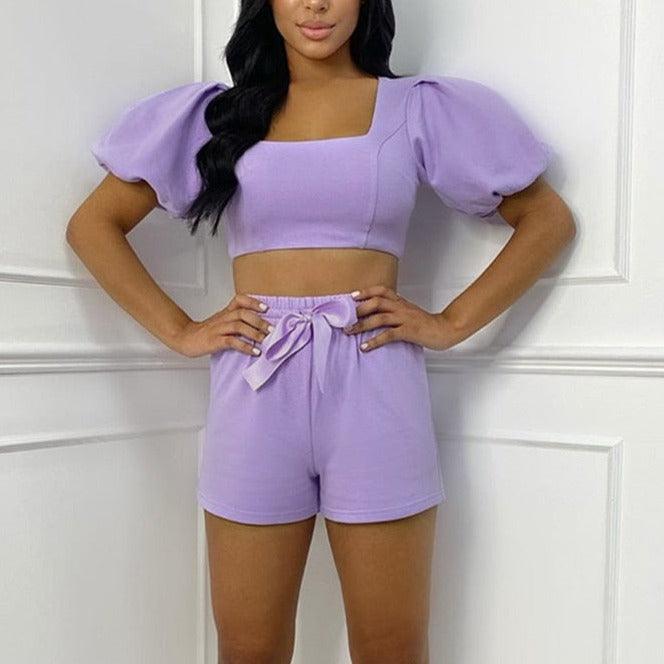 Millie Puff Sleeve Crop Top & Mini Shorts Set