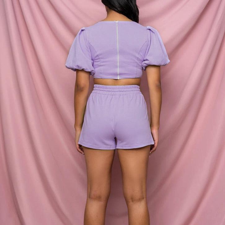 Millie Puff Sleeve Crop Top & Mini Shorts Set